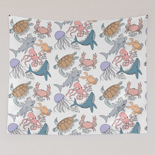 Item preview, Copy of Colourful sea animals with text sea puns designed and sold by waltcrystal.