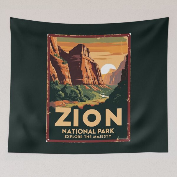 Item preview, A Vintage Travel Art of the Zion National Park - Utah - US  designed and sold by GoodOldVintage.