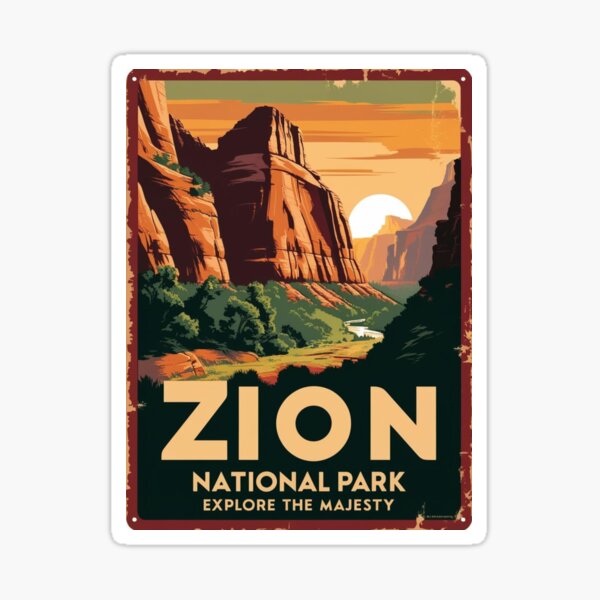 Vista previa del artículo con la obra «Un antiguo cuadro de viaje del Parque Nacional Zion, Utah, EE. UU.», diseñado y vendido por GoodOldVintage.