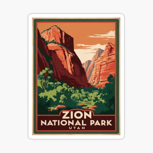 Vista previa del artículo con la obra «Un antiguo cuadro de viaje del Parque Nacional Zion, Utah, EE. UU.», diseñado y vendido por GoodOldVintage.