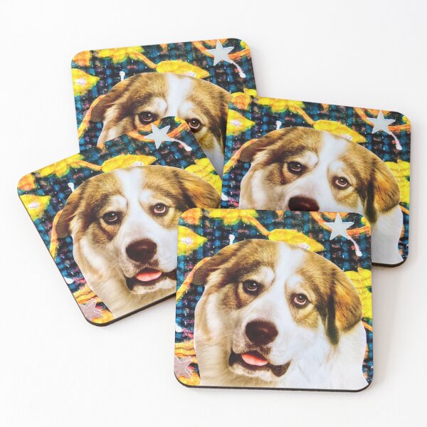 Item preview, Large Sheepdog Mix Dog with Floral Background designed and sold by Nikki Fortuin Arts & Crafts.