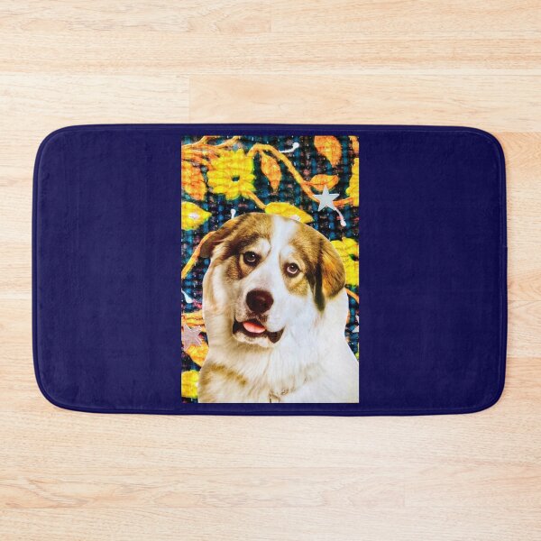 Item preview, Large Sheepdog Mix Dog with Floral Background designed and sold by Nikki Fortuin Arts & Crafts.