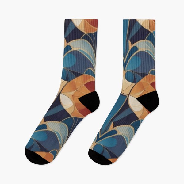 Item preview, Golden Blue Geometric Leafs Pattern designed and sold by TondoMeander.