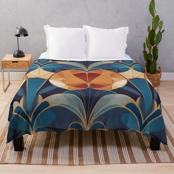 Item preview, Golden Blue Geometric Leafs Pattern designed and sold by TondoMeander.