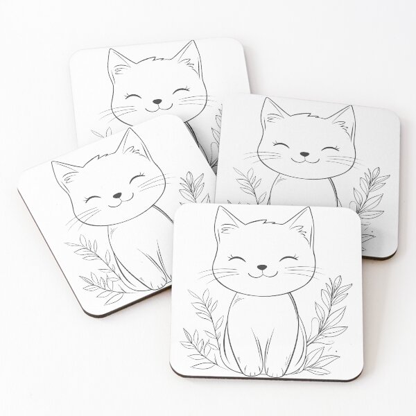 Item preview, happy BLACK CAT AND FLOWERS outline designed and sold by mando24895.