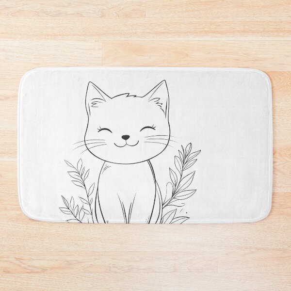 Item preview, happy BLACK CAT AND FLOWERS outline designed and sold by mando24895.