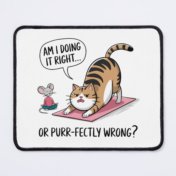 Item preview, Funny Cat Yoga Pose with Meditating Mouse - Am I Doing It Right? designed and sold by Infinitee8hirts.