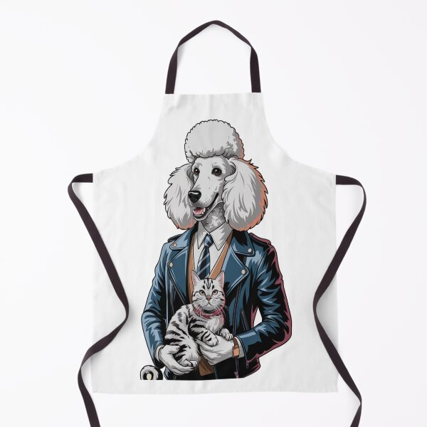 Item preview, Stylish Poodle with Cat in Leather Jacket Design designed and sold by Petpixy.