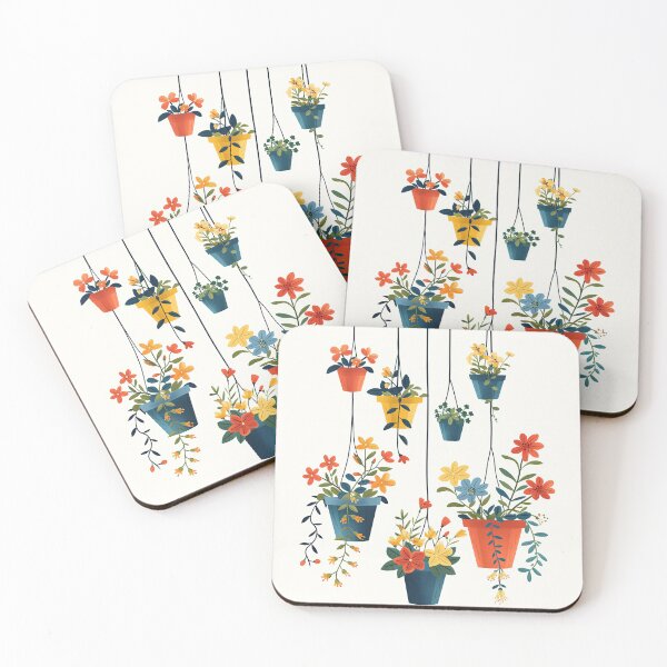 Item preview, Hanging Potted Plants – Colorful Botanical Art Illustration designed and sold by SavinMercantile.