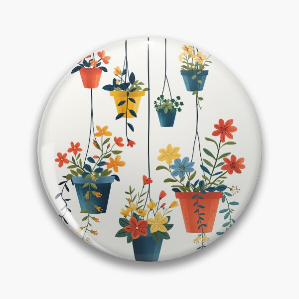 Item preview, Hanging Potted Plants – Colorful Botanical Art Illustration designed and sold by SavinMercantile.