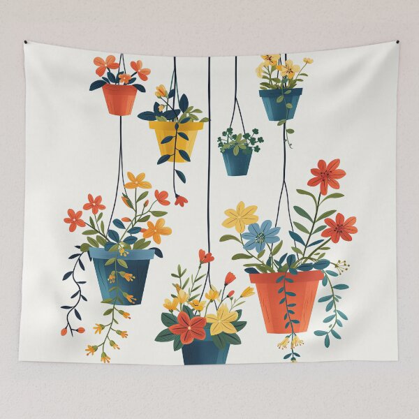 Item preview, Hanging Potted Plants – Colorful Botanical Art Illustration designed and sold by SavinMercantile.