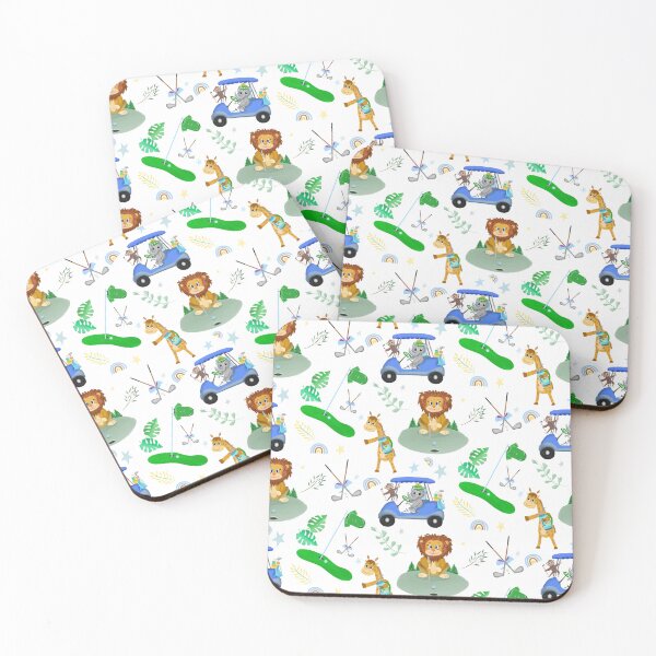Item preview, Golf Zoo Animals In Blue Golf Cart Pattern  designed and sold by daphsam.