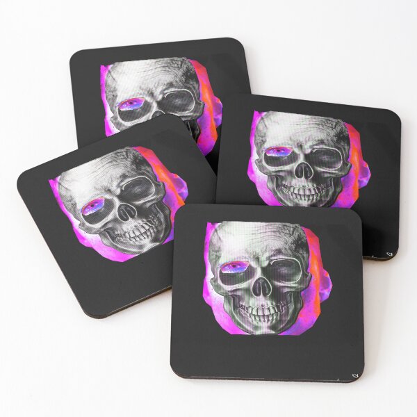 Item preview, Collage of pink neon scull , Fear Of Age And Death II., Contemporary Art designed and sold by DenisaDesign.