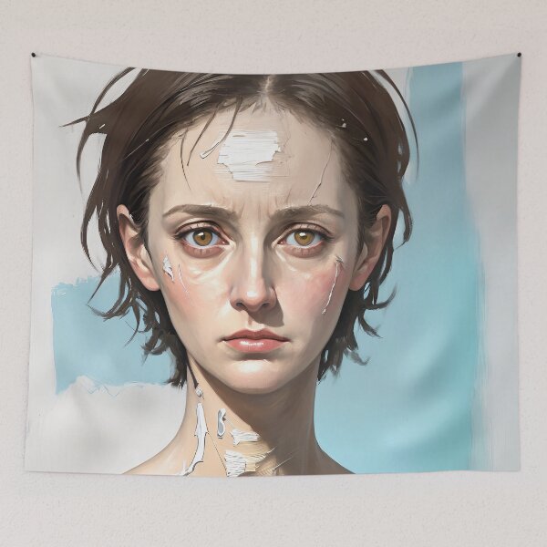 Item preview, Sadness and Sorrow Acrylic Style Portrait Existential Art designed and sold by kakarikihill.