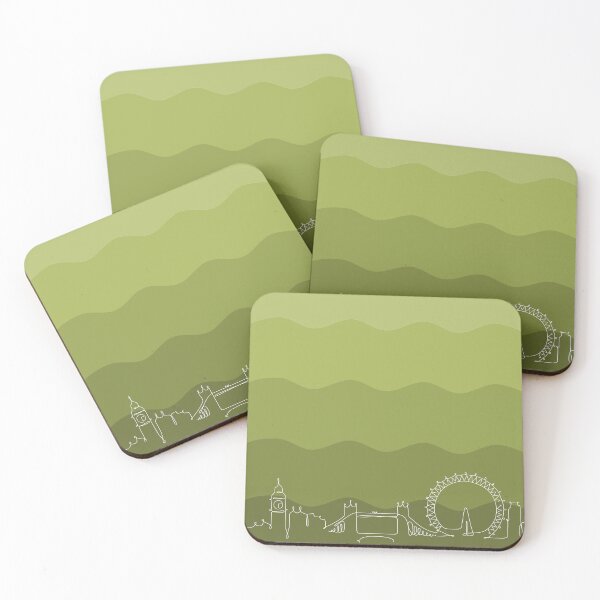 Item preview, London Cityscape Doodle on Green Waves designed and sold by SparkSpiral.