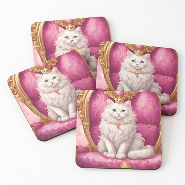 Item preview, Pets of Countries - Fluffy White Ragdoll Cat on Pink Throne designed and sold by PurrfectionMeow.