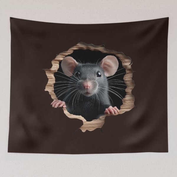 Item preview, Adorable Rat Peeking Through a Charming Wall Hole Design designed and sold by bAIryBarn.