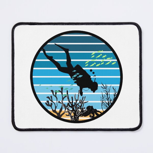 Item preview, Retro Scuba Diver Badge designed and sold by The Wandering Bookworm.