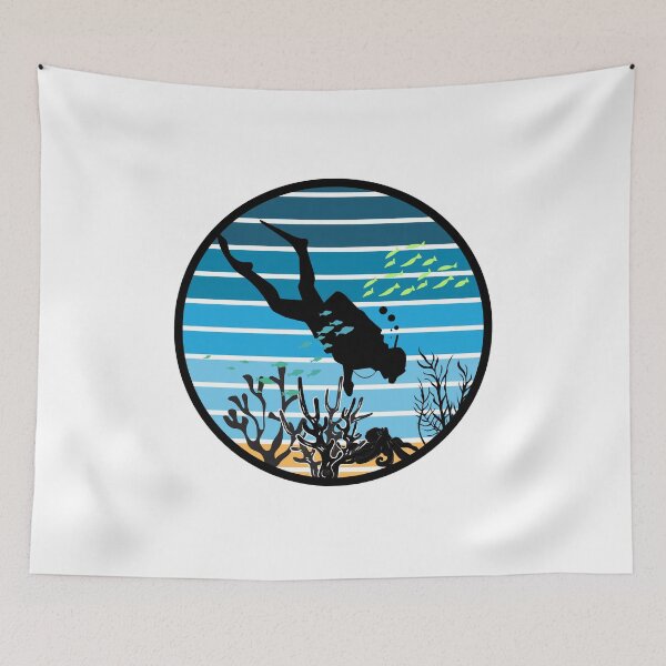 Item preview, Retro Scuba Diver Badge designed and sold by The Wandering Bookworm.