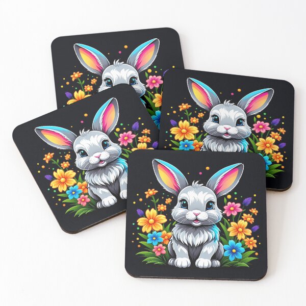 Item preview, Cute Bunny with Colorful Flowers designed and sold by Taans-Creation.