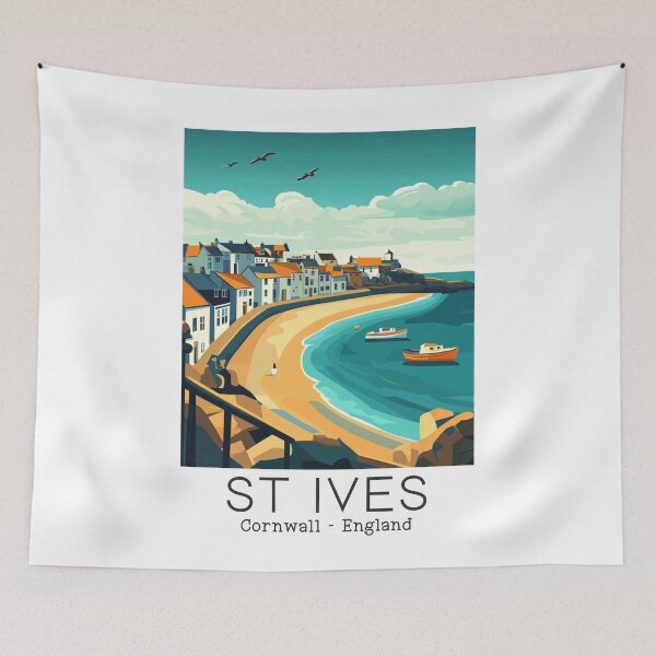 Item preview, A Vintage Travel Illustration of St Ives - Cornwall - England designed and sold by GoodOldVintage.