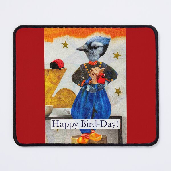 Item preview, Blue Jay with Ladybug and Birdhouse - 'Happy Bird-Day' designed and sold by Nikki Fortuin Arts & Crafts.