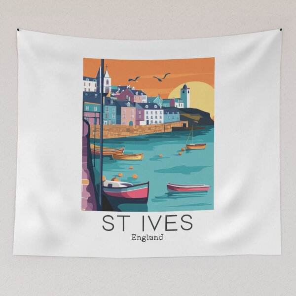 Item preview, A Vintage Travel Illustration of St Ives - Cornwall - England designed and sold by GoodOldVintage.