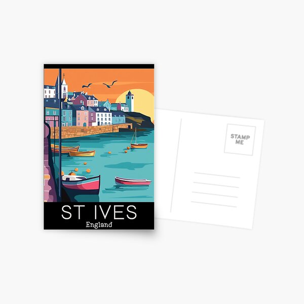 Item preview, A Vintage Travel Illustration of St Ives - Cornwall - England designed and sold by GoodOldVintage.