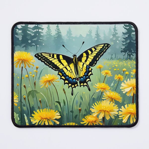 Item preview, Yellow Swallowtail Butterfly In A Field Of Yellow Dandelions designed and sold by Paw's Arts.