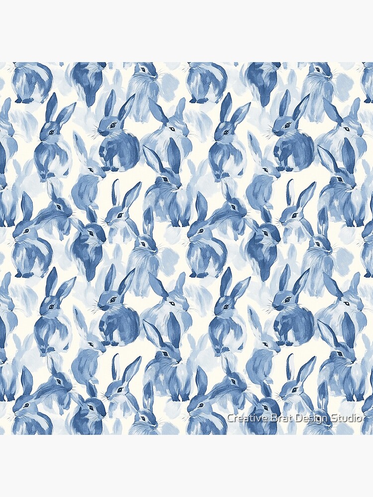 Thumbnail 4 of 4, Pillow, Blue Bunny Watercolor Painting designed and sold by amearnest.