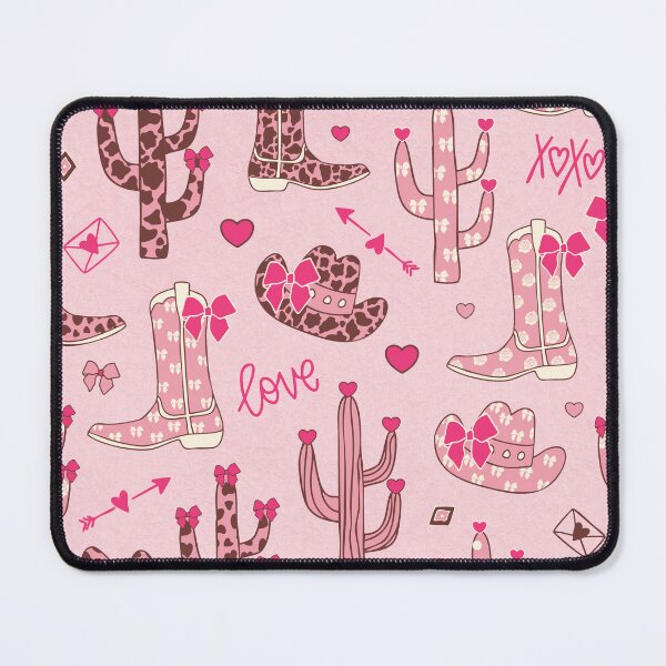 Item preview, Leather texture Coquette Romantic Western Love cow girl boots hat hot pink blush designed and sold by sarakaquabubble.
