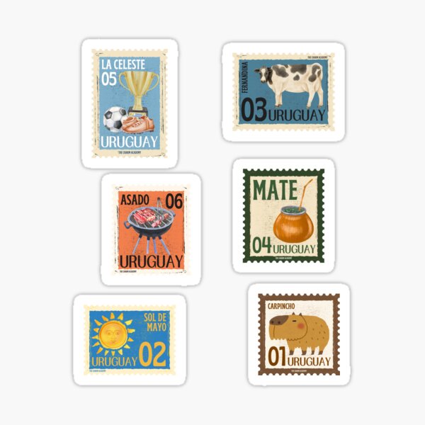Vista previa del artículo con la obra «Uruguay Stamps Pack», diseñado y vendido por thecharmacademy.