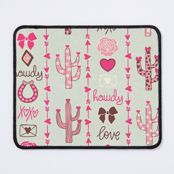 Item preview, Leather texture Coquette Romantic Western Love cactus horse shoe sage mint pink designed and sold by sarakaquabubble.