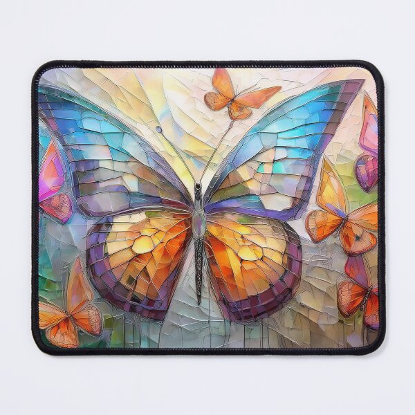 Item preview, PASTEL BUTTERFLIES in stained glass effect, muted Pastel boho painting designed and sold by navitalidesign.