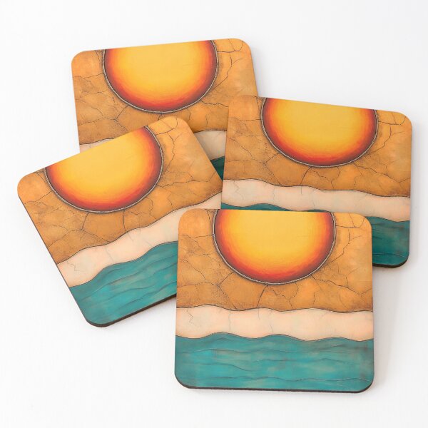 Item preview, Desert Ocean Sun - Modern Abstract Landscape designed and sold by TheSillySartor.
