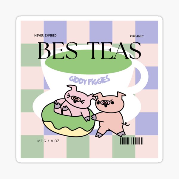 Giddy Piggies A Cup of Green Bes-Teas Sticker