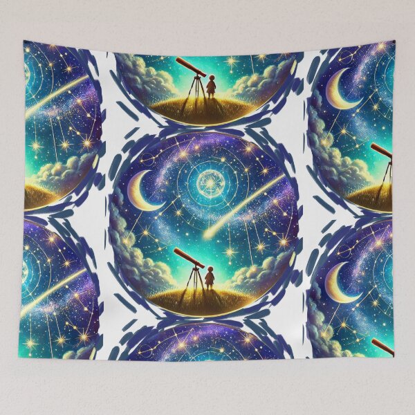 Item preview, Starry Sky Exploration - Cosmic Art with Child and Telescope designed and sold by BeatyinChaos.