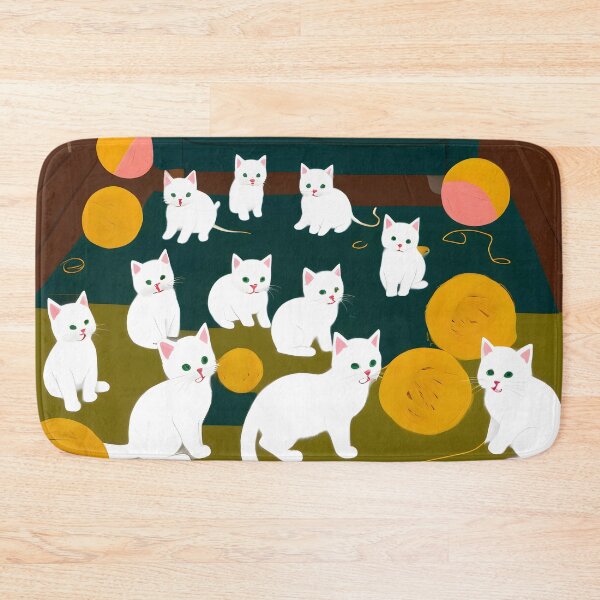 Item preview, Cats & Wool, Bohemian Funny Animal Illustration, Minimal Cute Cats, Charming Nostalgia Quirky Kittens, Slow Living Winter Animals designed and sold by 83oranges.com.