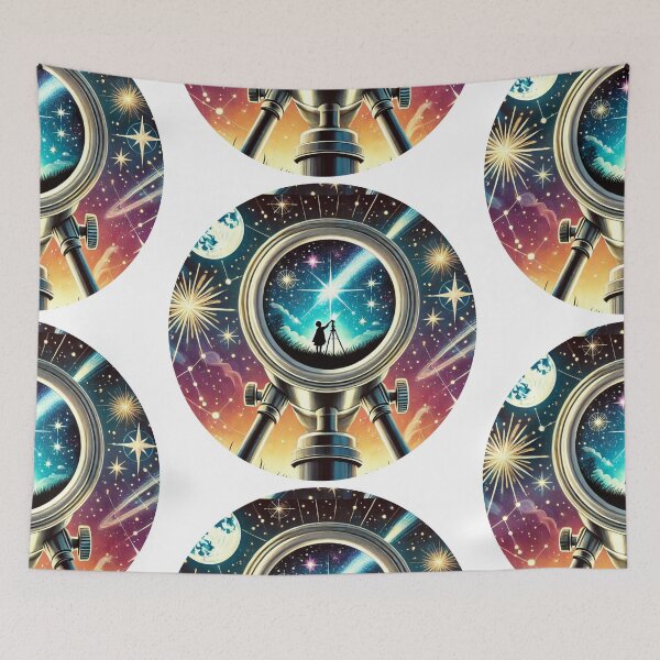 Item preview, Through the Telescope - Whimsical Stargazing Cosmic Art designed and sold by BeatyinChaos.