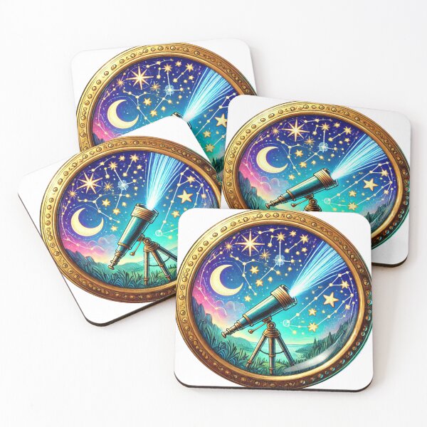 Item preview, Starlit Cosmic Portal - Golden Celestial Art with Telescope and Constellations designed and sold by BeatyinChaos.