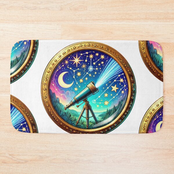 Item preview, Starlit Cosmic Portal - Golden Celestial Art with Telescope and Constellations designed and sold by BeatyinChaos.
