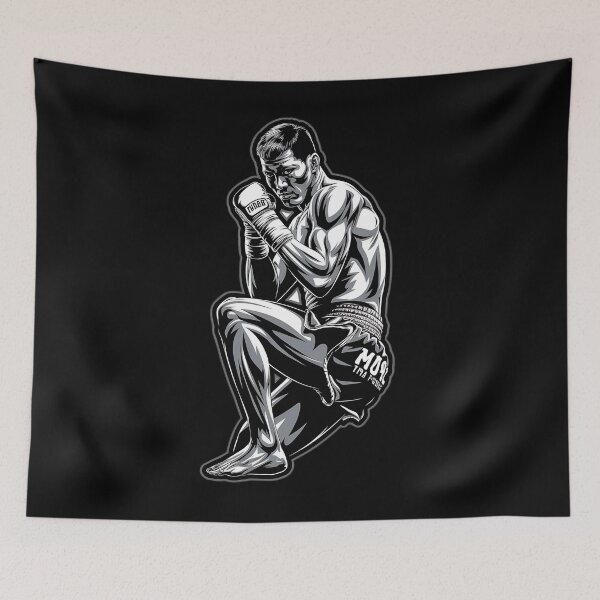 Item preview, Muay Thai Fighter Kneeling Pose - Powerful Martial Arts Design designed and sold by FamousArtDesign.