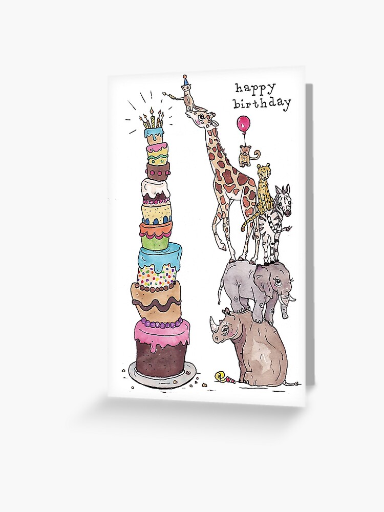 Thumbnail 1 of 2, Greeting Card, Zoo Animals Happy Birthday designed and sold by inKseparable.