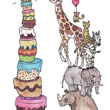 Artwork thumbnail, Zoo Animals Happy Birthday by inKseparable