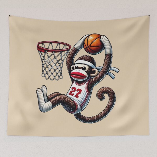 Item preview, Sock Monkey Basketball Hoop designed and sold by Myra365Art.