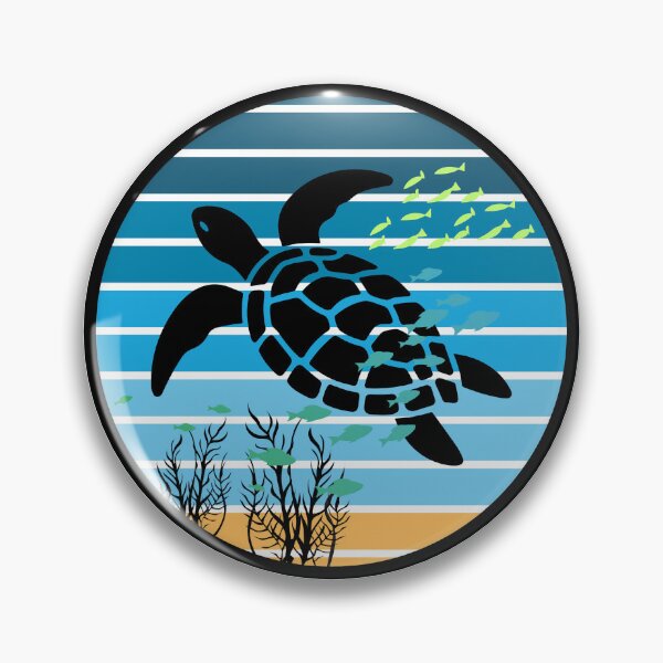 Item preview, Retro Sea Turtle Badge designed and sold by The Wandering Bookworm.