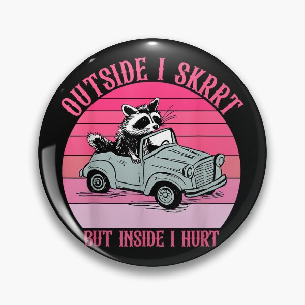 Item preview, Outside I Skrrt But Inside I Hurt Racoon Vintage Design  designed and sold by DoodleUrban.