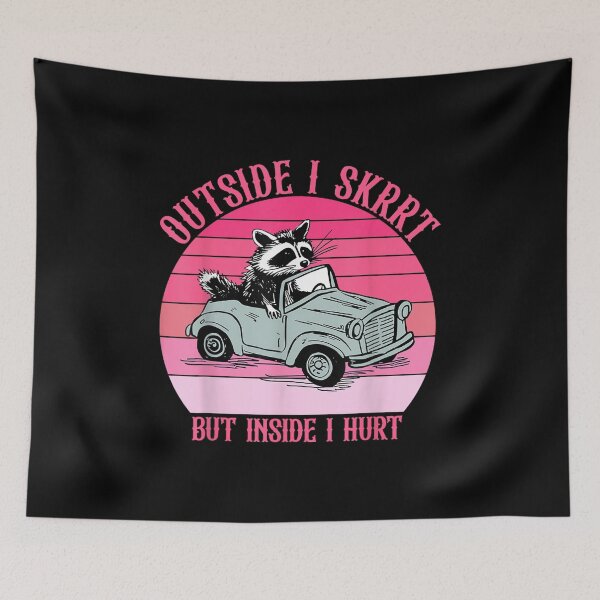 Item preview, Outside I Skrrt But Inside I Hurt Racoon Vintage Design  designed and sold by DoodleUrban.