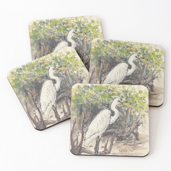Item preview, Snow-white Great Egrets designed and sold by BirdsAndBrush.