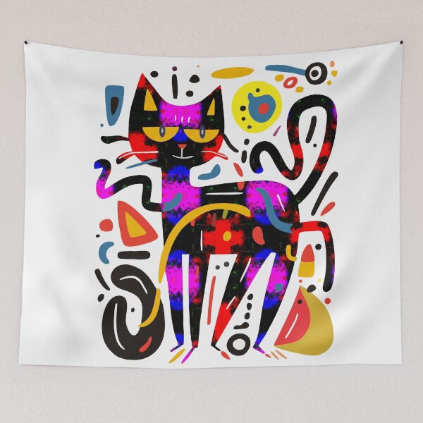 Artikelvorschau, Katze Illustrator Kunst Bunt entworfen und verkauft von Artist300DPI.